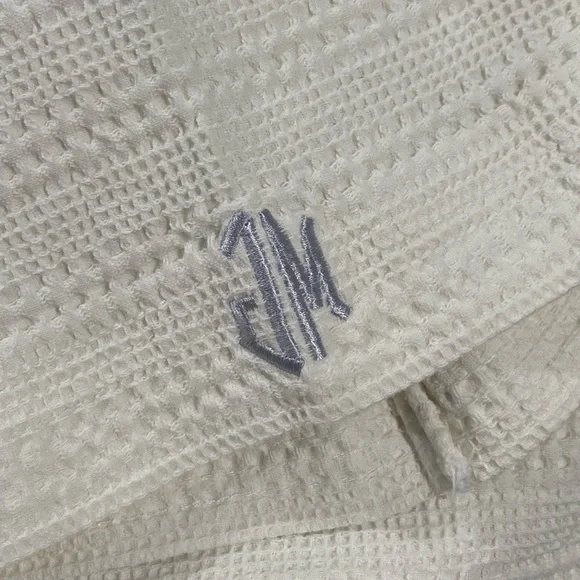 Premium Robe Collection One Size White Waffle Quick Drying monogrammed JM - Picture 5 of 6